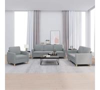 QJBSAVVA Ensemble de canapé 3 pièces en polyester résistant avec structure en contreplaqué en métal - Ensemble de sièges confortables pour salon, balcon et chambre d'amis - Gris clair