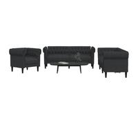 QJBSAVVA Ensemble de canapé 3 pièces en tissu noir - Design moderne - Ensemble de sièges confortables pour salon, balcon et chambre d'amis
