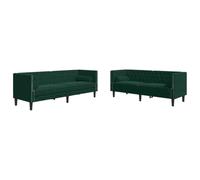 QJBSAVVA Ensemble de Canapé Chesterfield 2 et 3 Places en Velours Vert Foncé avec 4 Polochons, Canapés de Salon Rembourrés Chic avec Pieds Robustes pour Maison et Bureau