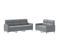 QJBSAVVA Ensemble de Canapés 2 et 3 Places avec 5 Coussins, Salon Complet en Tissu Gris Clair et Métal, Canapé Droit Rembourré pour Salon et Bureau, Set de 2 Pièces