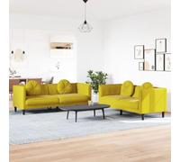 QJBSAVVA Ensemble de canapés 2 et 3 places, en velours, jaune, design moderne, avec coussins ronds, canapés confortables pour salon, balcon et chambre d'adolescent