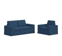 QJBSAVVA Ensemble de Canapés 2 Pièces Bleu en Tissu Respirant, Canapé Modulable de Salon avec Cadre Métallique et Pieds Robustes, Canapé Sectionnel Moderne pour Séjour, 182 x 80 x 82 cm