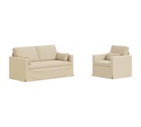 QJBSAVVA Ensemble de Canapés 2 Pièces Modulable, Canapé Moderne en Tissu Crème avec Cadre en Métal et Pieds Noirs, Canapé Sectionnel Ergonomique pour Salon, Chambre et Bureau