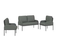 QJBSAVVA Ensemble de Canapés 3 Pièces Gris Foncé, Canapé Moderne de Salon en Tissu Polyester avec Pieds en Métal, Petit Divan Contemporain pour Appartement et Bureau, 115 x 56 x 80 cm