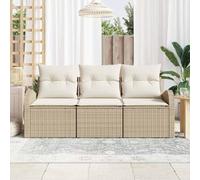QJBSAVVA Ensemble de canapés de jardin 3 pièces en polyrotin beige blanc 124 x 61,5 x 69 cm Siège modulaire résistant aux intempéries Ensemble de meubles d'extérieur design moderne pour balcon