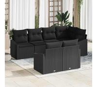 QJBSAVVA Ensemble de canapés de jardin 7 places en polyrotin noir 233 x 123 x 85 cm - Design moderne modulaire - Robuste et durable - Pour balcon, terrasse et jardin