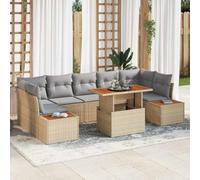 QJBSAVVA Ensemble de canapés de jardin beige 8 pièces en polyrotin 100 x 55 x 73 cm modulaire et peu encombrant pour petits balcons, salon de jardin, avec espace de rangement, ensemble de meubles