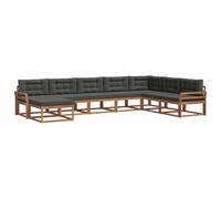 QJBSAVVA Ensemble de Canapés d'Extérieur 8 Pièces en Bois d'Acacia Massif, Salon de Jardin Modulable avec Coussins Anthracite, Canapé d'angle pour Terrasse, Patio et Cour