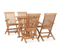 QJBSAVVA Ensemble de Jardin 5 Pcs Table et Chaises Pliables en Teck Massif | Mobilier idéal pour aménager votre terrasse, balcon ou patio. Design fonctionnel et gain de place optimal au quotidien.