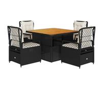 QJBSAVVA Ensemble de Jardin 5 Pcs Table Haute Réglable et 4 Chaises | Mobilier de terrasse convertible avec table elevatrice en bois d acacia et quatre chaises de jardin reglables.