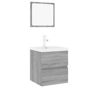 QJBSAVVA Ensemble de Meuble de Salle de Bain Suspendu Sonoma Gris avec Vasque Encastrée en Céramique Miroir de Maquillage Robinet et Bonde de Vidage Inclus pour Toilette et Cabinet