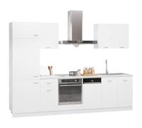 QJBSAVVA Ensemble de Meubles de Cuisine 7 Pièces Lyon, Cuisine Complète Moderne en Bois d'Ingénierie Blanc, Meubles de Rangement Hauts et Bas Suspendus et à Poser