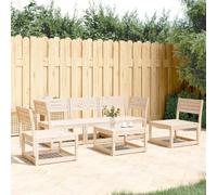 QJBSAVVA Ensemble de meubles de jardin 5 pièces en pin massif non traité 63,5 x 73 x 78 cm Design à lattes Canapé d'angle modulaire Banc pour balcon, terrasse et petit jardin