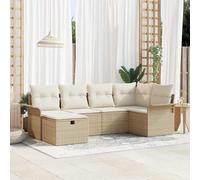 QJBSAVVA Ensemble de meubles de jardin, 6 places, beige, en polyrotin, modulaire, 242,5 x 132,5 cm, avec espace de rangement, petit balcon, terrasse ou salon de jardin