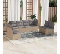 QJBSAVVA Ensemble de meubles de jardin - 8 pièces - En polyrotin - Beige - 62 x 62 x 69 cm - Avec coussins épais - Groupe de sièges d'extérieur modulaire pour petit balcon, terrasse et jardin