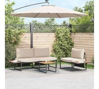 QJBSAVVA Ensemble de meubles de jardin taupe - 3 pièces - En acier - 100 x 55 x 70 cm - Canapé 2 places - Résistant aux intempéries - Design moderne, robuste et durable - Pour balcon, jardin, terrasse