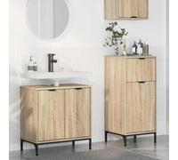 QJBSAVVA Ensemble de meubles de salle de bain 2 pièces en bois de chêne Sonoma 39,5 x 36 x 88 cm avec beaucoup d'espace de rangement et aspect commode moderne pour petites salles de bains, couloirs et
