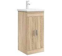 QJBSAVVA Ensemble de meubles de salle de bain avec lavabo et robinet, meuble de lavabo compact en chêne Sonoma, lavabo moderne pour salle de bain d'invités et salle de bain, 42 x 40 x 84,5 cm