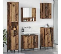 QJBSAVVA Ensemble de meubles de salle de bain - Montage mural - Armoire haute en bois recyclé - 60,5 x 33,5 x 61 cm - Matériau à base de bois et métal - Design moderne - 6 portes - Meuble de salle de