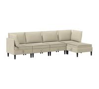 QJBSAVVA Ensemble de Meubles de Salon 5 Pièces, Canapé d'angle Modulable en Tissu Sable avec Pouf, 5 Places, Mobilier Moderne pour Séjour et Espace de Vie Intérieur