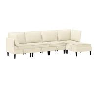 QJBSAVVA Ensemble de Meubles de Salon 5 Pièces, Canapé Modulable Crème en Tissu avec 2 Canapés d'angle, 2 Canapés Centraux et 1 Pouf, Mobilier Moderne pour Séjour et Salon