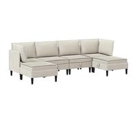 QJBSAVVA Ensemble de Meubles de Salon 6 Pièces en Tissu Avoine, Canapé Modulable Moderne avec 2 Canapés d'angle, 2 Canapés Centraux et 2 Poufs pour Grand Séjour Intérieur