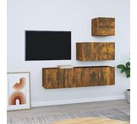 QJBSAVVA Ensemble de meubles TV en bois de chêne fumé - Montage mural - 3 grandes + 1 petite commode - 60 x 30 x 30 cm - Design moderne - Meuble de salon
