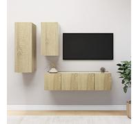 QJBSAVVA Ensemble de meubles TV en bois de chêne Sonoma - Design moderne avec grand espace de rangement - Commode TV suspendue pour le salon