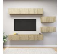 QJBSAVVA Ensemble de meubles TV en bois de chêne Sonoma - Design moderne avec grand espace de rangement - Commode pour le salon