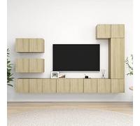 QJBSAVVA Ensemble de meubles TV en chêne Sonoma - Design moderne avec grand espace de rangement - Commode pour le salon