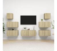 QJBSAVVA Ensemble de meubles TV en chêne Sonoma - Design moderne avec grand espace de rangement - Commode pour le salon
