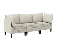 QJBSAVVA Ensemble de salon 3 pièces en tissu d'avoine, ensemble de canapé moderne avec éléments d'angle et canapé central, canapé rembourré robuste avec cadre en contreplaqué pour salon et salon