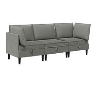 QJBSAVVA Ensemble de salon 3 pièces en tissu gris foncé moderne avec canapé d'angle et canapé central, design ergonomique, cadre en contreplaqué stable, 70 x 70 x 82 cm