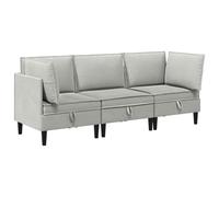 QJBSAVVA Ensemble de salon 3 places en tissu, ensemble de canapé modulaire avec 2 canapés d'angle et 1 fauteuil central, ensemble de meubles rembourrés modernes avec 8 coussins pour salon, gris clair