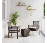 QJBSAVVA Ensemble de table à thé carrée moderne en polyrotin avec verre trempé, 41, 5 x 41, 5 x 44 cm, résistant aux UV et facile à nettoyer, pour balcon, terrasse ou jardin