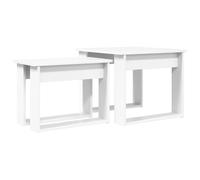 QJBSAVVA Ensemble de Tables Basses 2 Pièces Blanc en Bois d'Ingénierie, Table Gigogne Moderne et Gain de Place pour Salon et Séjour, Design Épuré, 50x52x42 cm et 50x30x37 cm