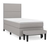 QJBSAVVA Ensemble Lit 100x200 Tissu avec Matelas et Banc Gris
