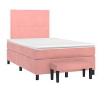 QJBSAVVA Ensemble Lit 120x190 cm Rose en Velours avec Matelas et Banc
