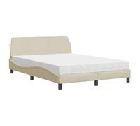 QJBSAVVA Ensemble Lit avec Matelas 120x200 cm Dover en Tissu Crème