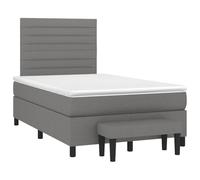 QJBSAVVA Ensemble Lit Boxspring 120x190 avec Matelas Surmatelas Banc Gris
