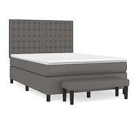 QJBSAVVA Ensemble Lit Boxspring 140x190 avec Matelas Surmatelas Banc Gris
