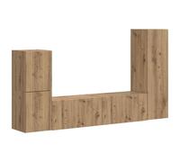 QJBSAVVA Ensemble Meuble TV 4 Pièces en Bois d'Ingénierie Chêne Artisanal, Meuble de Rangement Mural Suspendu au Design Moderne pour Salon et Séjour, Set Complet avec 4 Portes et Étagères