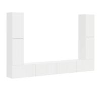 QJBSAVVA Ensemble Meuble TV 8 Pièces Blanc en Bois d'Ingénierie, Buffet Mural Moderne avec Compartiments de Rangement pour Salon, Rangement Multimédia et Unités de Paroi Suspendues