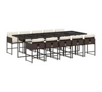 QJBSAVVA Ensemble Repas de Jardin 11 Pcs Table et 10 Chaises en Résine | Mobilier extérieur encastrable idéal pour recevoir sur la terrasse, l'arrière-cour et optimiser l'espace.