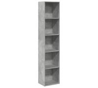QJBSAVVA Étagère à livres en matériau dérivé du bois avec 5 compartiments ouverts, design moderne, peu encombrant, pour salon, bureau, couloir, chambre à coucher - Gris béton - 40 x 30 x 189 cm