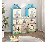 QJBSAVVA Étagère cube pour enfants 8 cubes en plastique PP bleu avec cadre en acier Organisateur pour jouets, livres et chaussures Structure robuste facile à nettoyer 109,5 x 36,5 x 127 cm