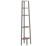QJBSAVVA Étagère d'angle 5 Niveaux, Bibliothèque de Rangement Industrielle avec Cadre en Acier, Meuble Gain de Place pour Salon et Bureau, Bois et Noir, 45,5 x 31,5 x 180 cm
