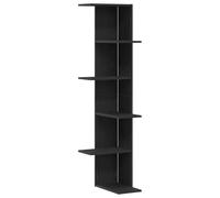 QJBSAVVA Étagère d'angle Murale à 5 Niveaux, Bibliothèque de Rangement en Bois d'ingénierie, Meuble décoratif pour Salon Chambre et Bureau, Design Moderne, Chêne Noir, 36,5 x 36,5 x 140 cm