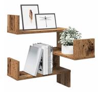 QJBSAVVA Étagère d'angle murale en bois vieilli - 40 x 40 x 49,5 cm - Étagère multifonction peu encombrante pour salon, chambre à coucher et bureau