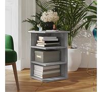 QJBSAVVA Étagère d'appoint grise Sonoma 35 x 35 x 55 cm en matériau dérivé du bois - Buffet avec 3 compartiments, stable et peu encombrante pour salon, cuisine et couloir